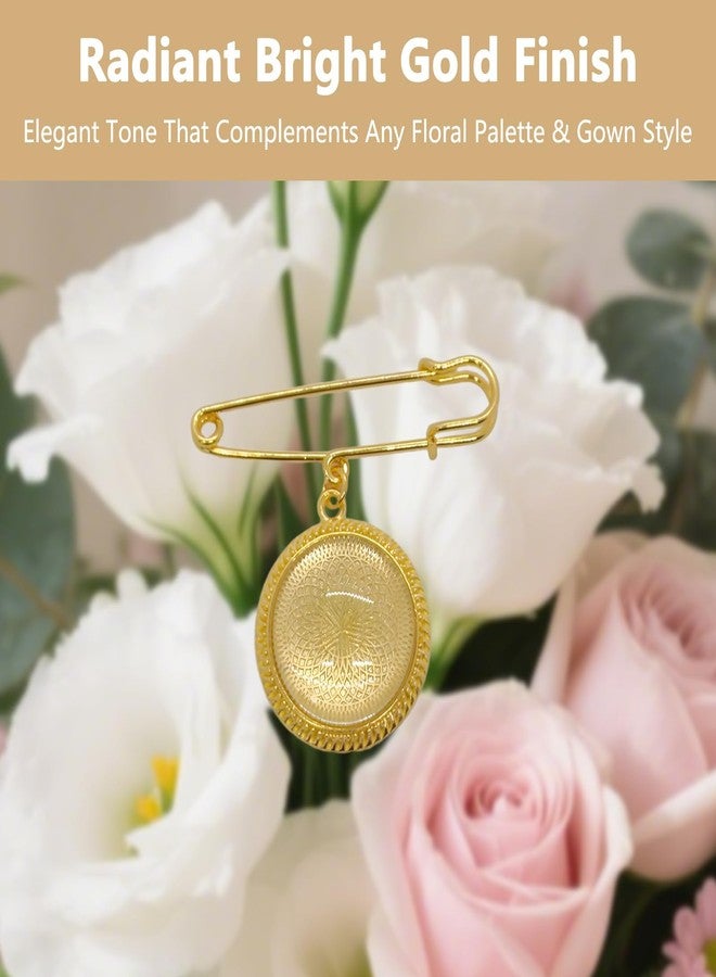 ZGGAZCA Bouquet Charm Photo Pin for Wedding Gold Memorial Picture Charms for Bride and Groom DIY Bridal Pins for Wedding Bouquet or Boutonniere Memory Brooch for Photos - Image 5